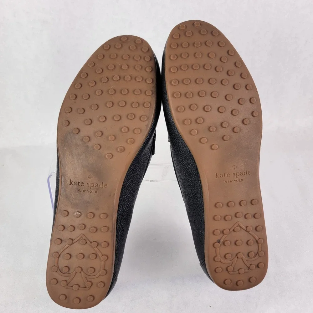 Kate Spade Carly Black Leather Loafers Flats Womens 9.5 Driving Shoe Elegant